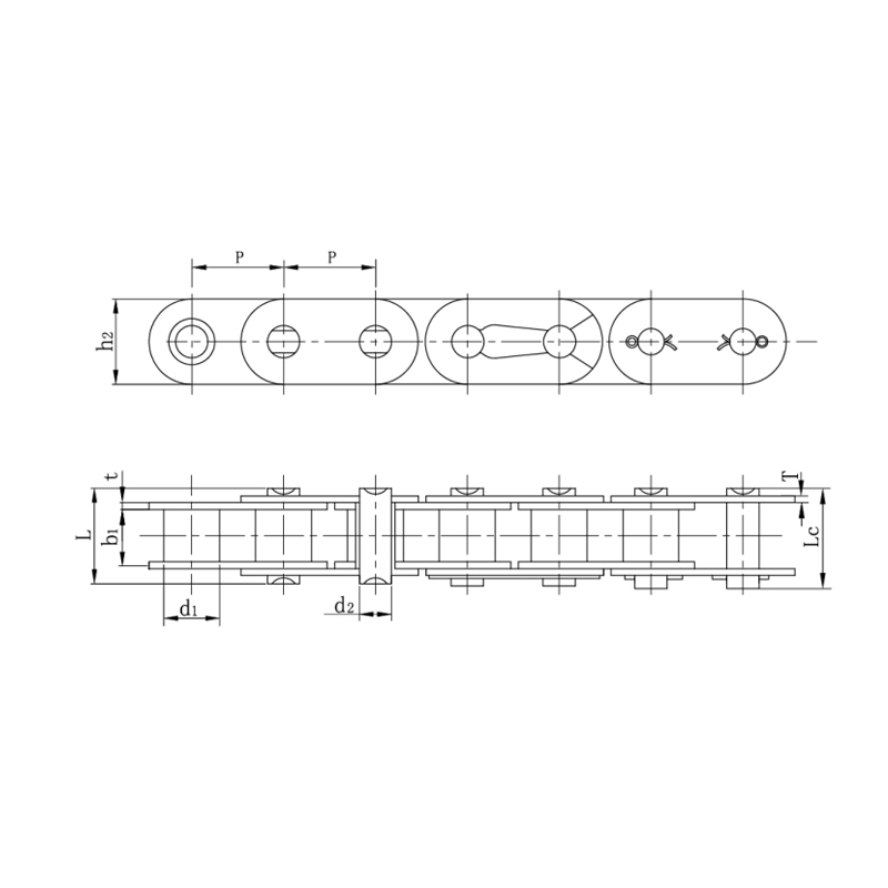 সোজা সাইড প্লেট সহ রোলার চেইন (এ সিরিজ)