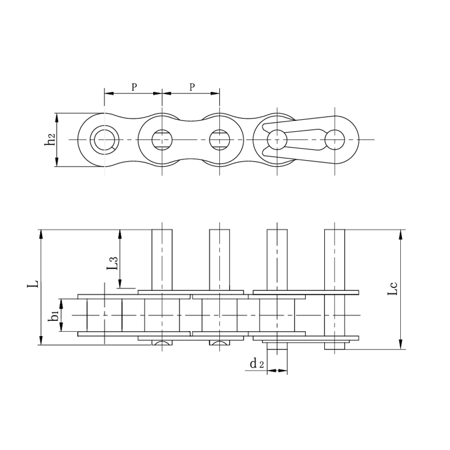 সংক্ষিপ্ত পিচ পরিবাহক চেইন বর্ধিত পিন